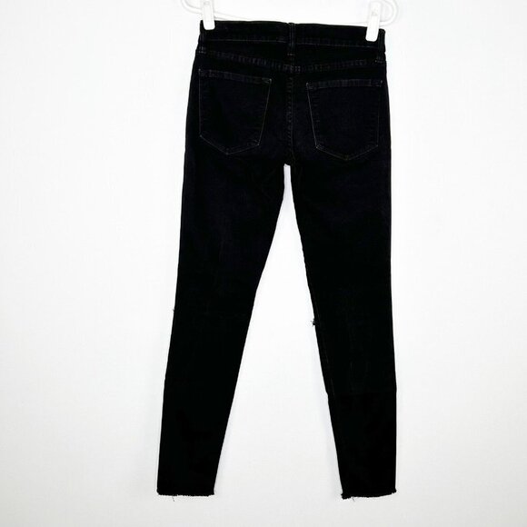 Frame Le Skinny De Jeanne Jeans Womens Size 26 Black Raw Hems - Picture 7 of 10